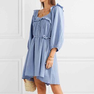 Apiece Apart Va Bene Dress Knee Length Cotton Flowy Boho Vacation Romantic